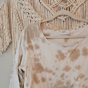 Allen Allen Cream and Brown Tie-Dye Sweater